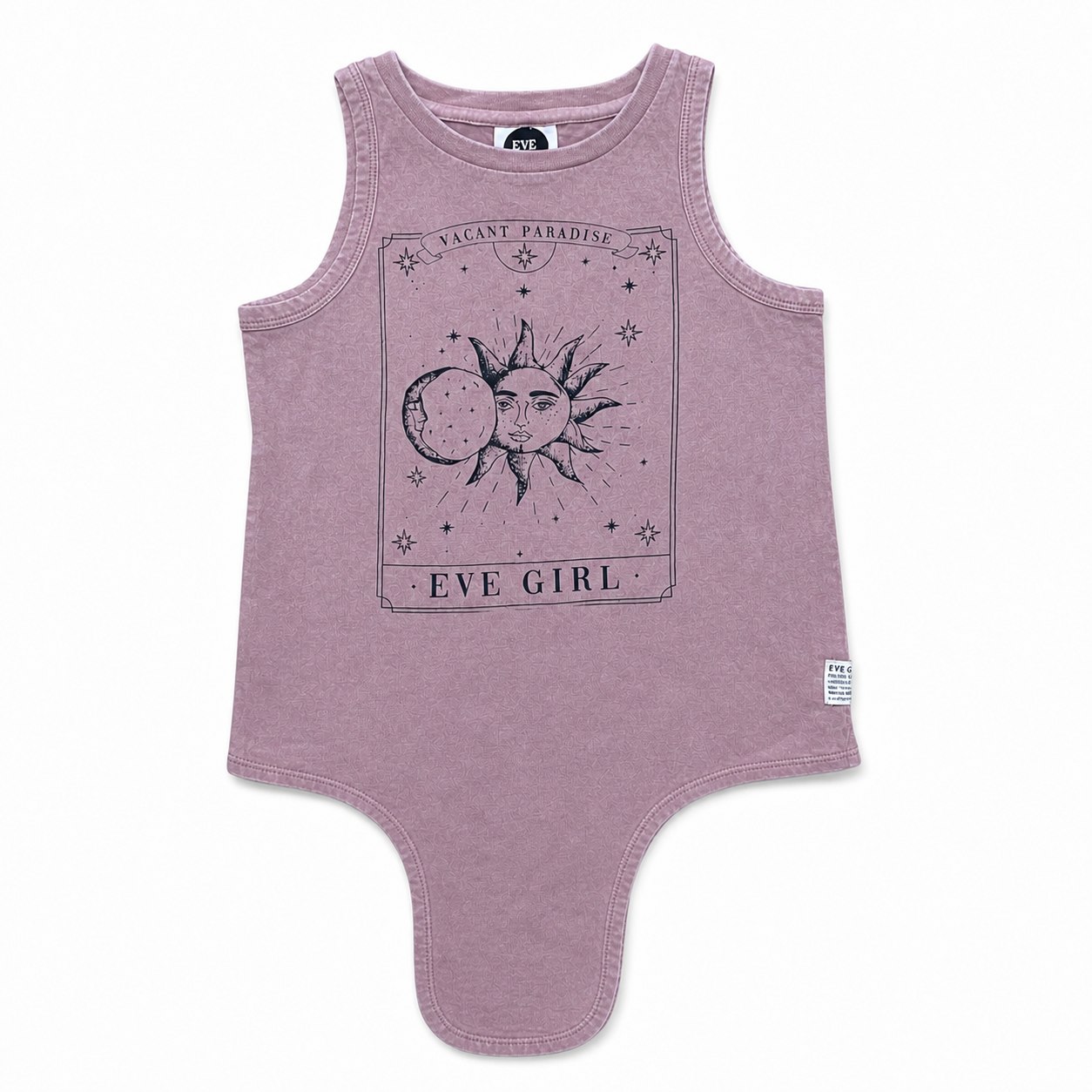 Graphic Sleeveless Bodysuit, style RZN-26-04, front view