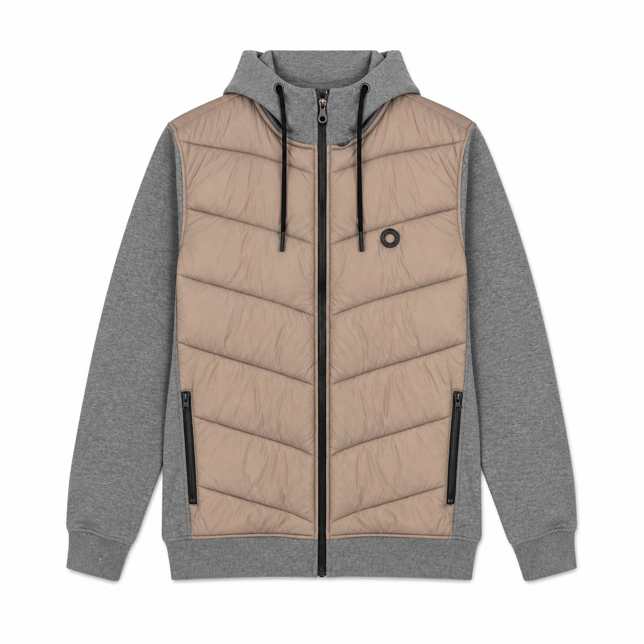 Quilted Panel Zip Hoodie, style RZN-26-19, front view