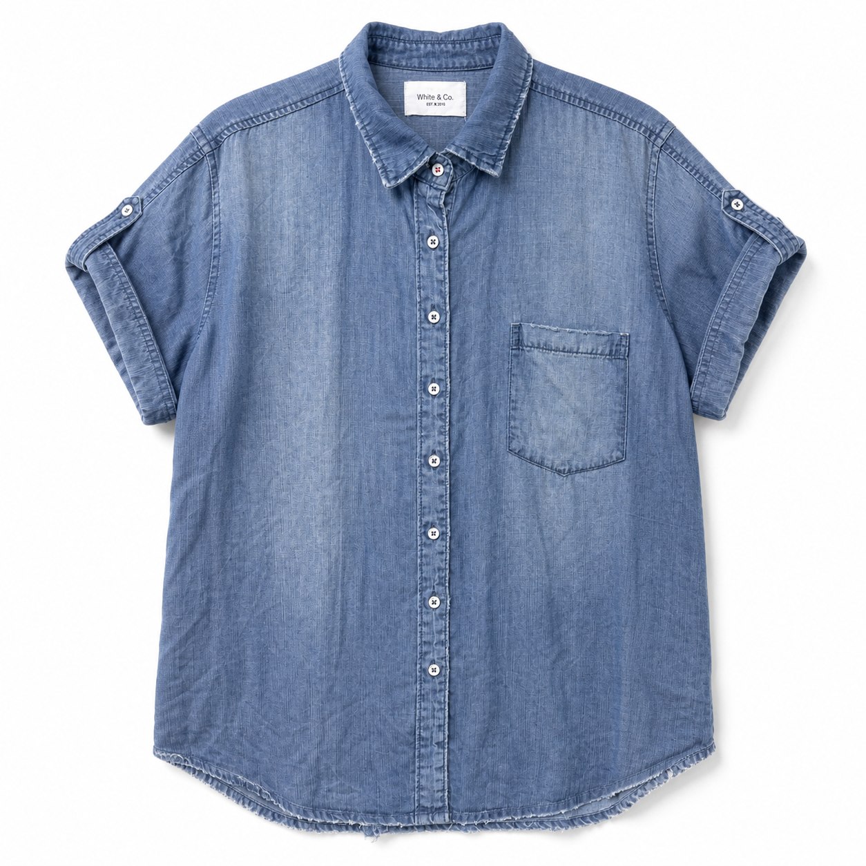 Short Sleeve Denim Shirt, style RZN-26-39, front view